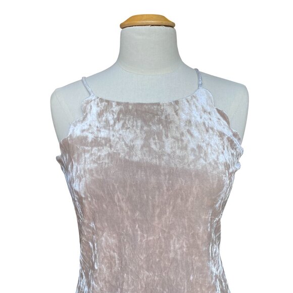 A Byer Y2K Crushed Velvet Tank Top Rose Gold Scallop Going Out Coquette Indie -S - Picture 5 of 13